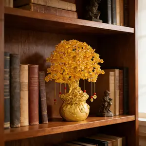 Feng Shui Wealth Tree | Natural Crystal Leaves | Unique Business & Home Gift 🎁 | Desktop Decorative Ornament