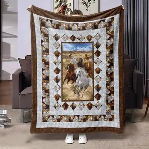 Horse Pattern Blanket, 1 Count Colorful Modern Soft Throw Blanket, Air-conditioned Room  Warm Nap Blanket for Home Office Travel Camping