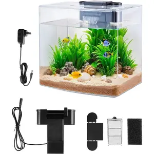 VEVOR Fish Tank Aquarium, 2 Gallon Arch Ultra - Clear GPPS Starter Smart Tank Adjustable 3 Color Lighting, Self Cleaning System Fishbowl for Freshwater Saltwater Fish Home, Office, or Pet UseVEVOR Super Brand Day