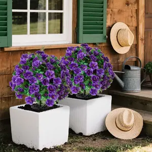 Forcefully create an artificial camellia flower display - Spring azaleas are directly placed for outdoor/indoor decoration. With purple flowers, they are firmly inserted and suitable for lawns, gardens, weddings, parties - garden realistic green plants