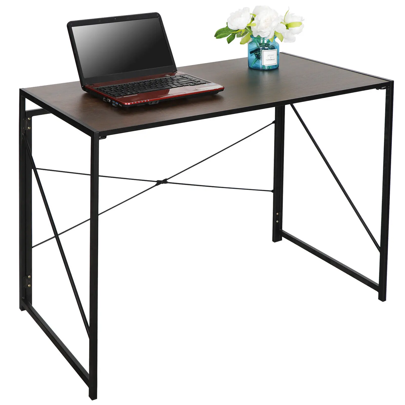 JupiterForce Foldable Corner Gaming Desk - MDF Board with Metal Legs, Easy Assembly, Modern Industrial Laptop Desk, Functional Table, Home Office Workstation, Multi Purpose for Study & Children's Room