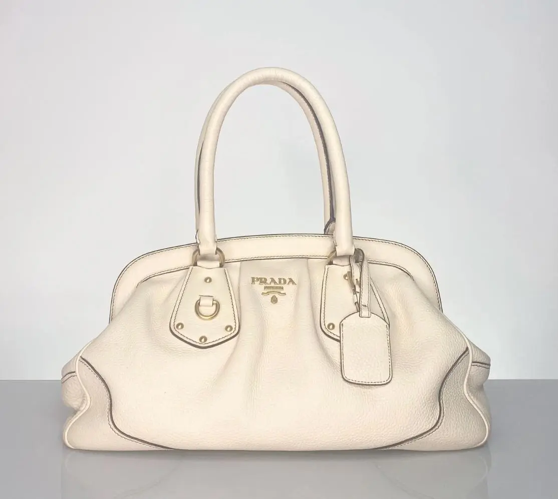 Pre-owned PRADA Vitello Daino Leather Shoulder Bags Frame Satchel