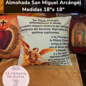 Religious San Miguel Arcángel Pillow, 18in x 18in