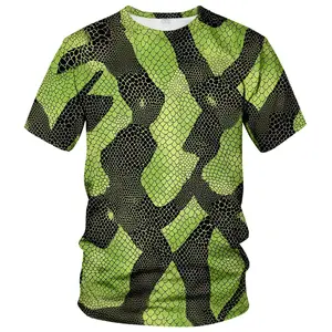 Unisex Green & Black Snake Skin Scales 3D Print T-Shirt, Ideal for Halloween, Cosplay, Casual Outings, Party Events & Streetwear