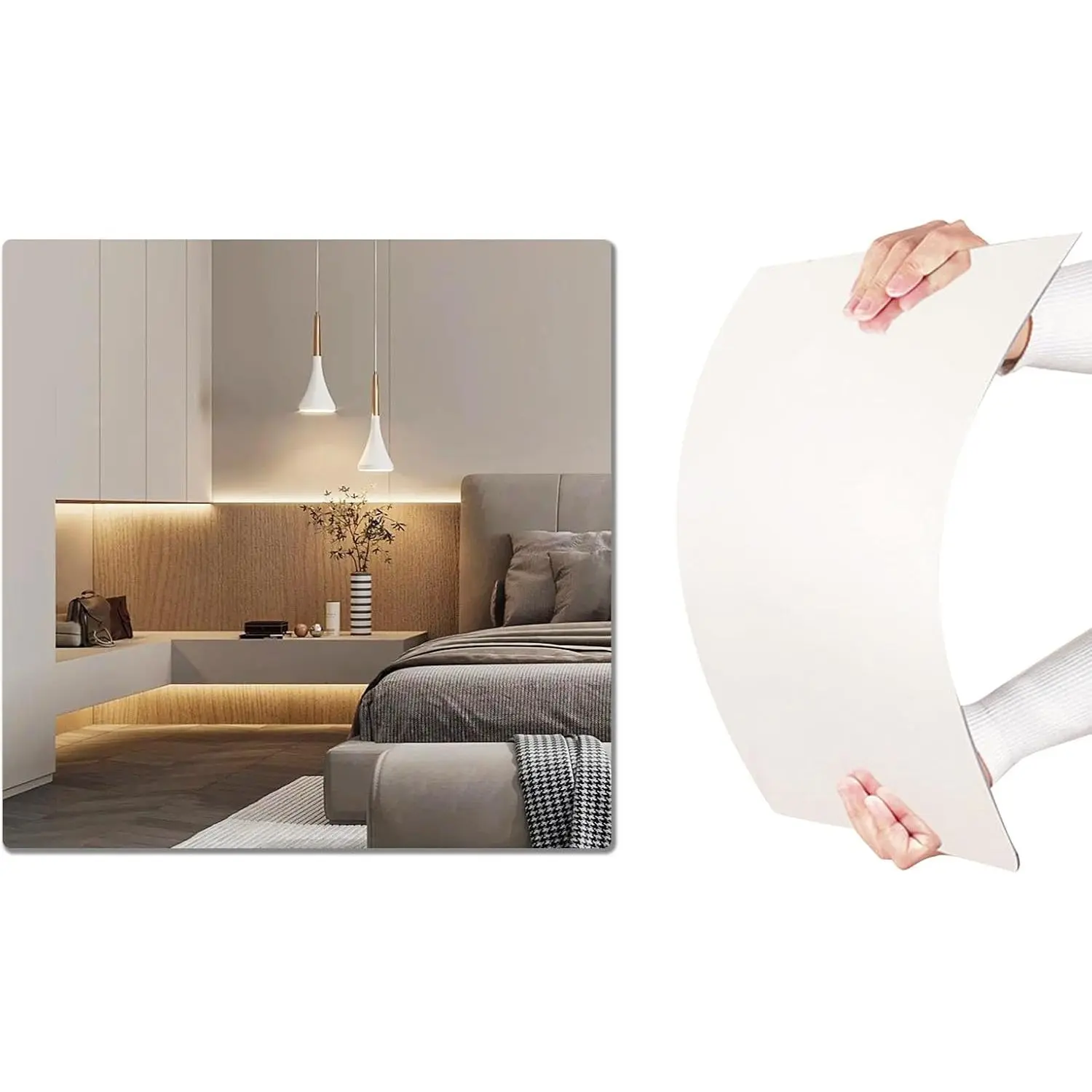 Mirror | Clear Reflective, Self-Adhesive, Easy to Install, -Safe, Frameless, Unbreakable, Flexible Material, Lightweight (Rounded Rectangle, 10" x 10")