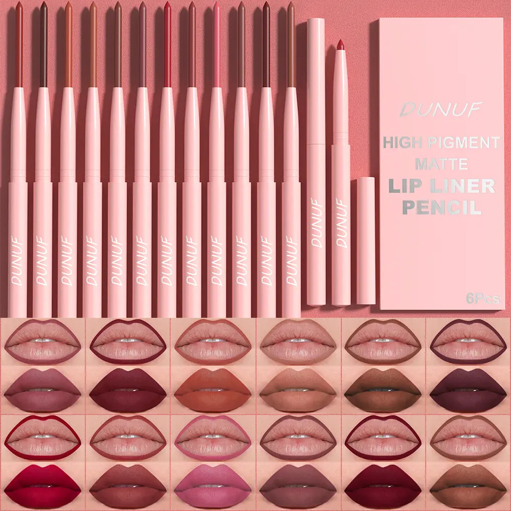 High Pigment Matte Lip Liner Pencil, 12 Counts/set Long Lasting Waterproof Lip Liner, Easy Coloring Lipstick Pen, Suitable for All Occasions Lip Makeup Lipliner Lip Crayon Lip Bullet, Cosmetic Eyeliner