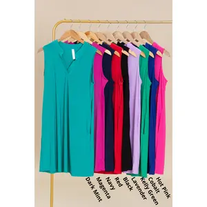 Lizzy Notch Neck Wrinkle Free Dresses