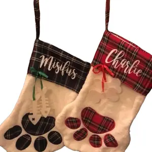 Dog or cat personalized pet paw stocking