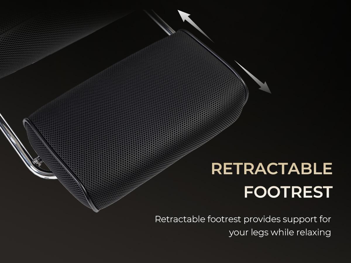 Dowinx Big and Tall Office Chair with Massage Lumbar Support,Executive Office Chair with Wide Thick Seat Cushion and Adjustable Armrest,Mesh Computer Gaming Chairs with Footrest (Black)