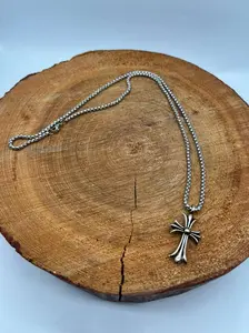 Stainless Steel Silver Tone Rosary Necklace Catholic Cross Crucifix Prayer Beads