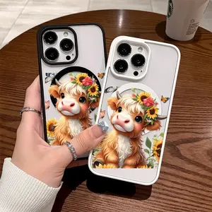 Premium Magnetic Phone Cases for iPhone11/12/13/14/15/16//17/Air/promax/Plus Highland Cow Sunflower and Butterfly y2k cased MagSafe Ready, Anti-Fall, Springtok and Ultra-Thin Design |   Perfect for Everyday Use Protector Screen Protector Aesthetic Resista