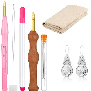 Punch Embroidery Tool Set, 1 Set DIY Poke Embroidery Set, Poke Needle Cloth Tool Set, Knitting & Crochet Supplies for Adults