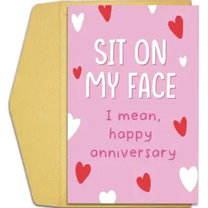 Dirty Anniversary Card for Wife Girlfriend, Funny Anniversary Card from Husband Boyfriend, Raunchy Anniversary Card Gifts for Her, Sit On My Face