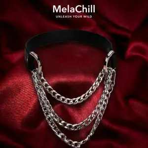 Silver Triple Chain Lariat Choker Necklace | Industrial Multi-Layer Chain Collar
