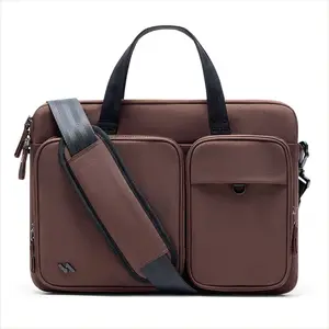 Slim "Toast" Laptop Messenger Bag - Water-Resistant Professional Briefcase for 14-inch MacBook |   4-Layer Organized Commuter Bag with Rear Privacy Pocket