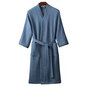 Unisex Waffle Weave Bathrobe Soft Absorbent Hotel Spa Loungewear Robe