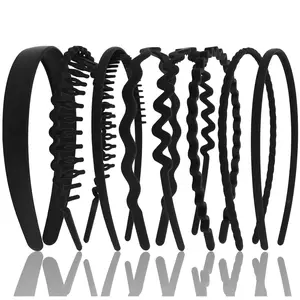 8 count Zig Zag Claw Comb Headbands, Flex No  Headbands, Plastic Hair Bands with  (Black)