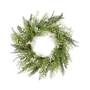 Puleo 24" Babysbreath Floral Spring Wreath With Green Lea