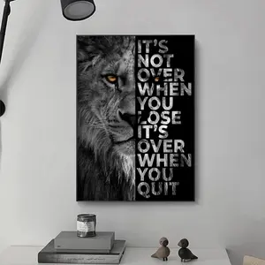 Lion & Letter Pattern Wall Art without Frame 1 Count Motivational Slogan Modern Canvas Poster for Home Living Room Bedroom Office School Decor