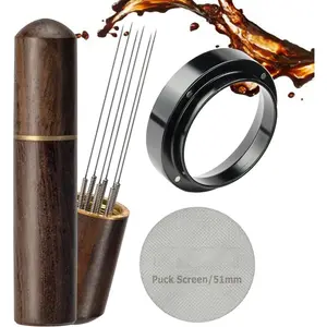 WDT Tool Espresso Accessories Kit: 51mm Dosing Funnel Puck Screen, 6 Stainless Steel  Espresso Distribution Tool | Espresso Tools Barista Tools Fit Espresso Coffee Machines of 51mm Portafilters