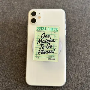 Matcha Aesthetic “One Matcha To Go Please” MagSafe Phone Grip – Coffee Shop Receipt Style Magnetic Pop Socket & Kickstand – Cute Café Lover Phone Accessory