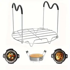 Stainless Steel Steaming Rack, Multifunctional Steaming Rack with Silicone Handle, Pressure Cooker Trivet, Cookware Accessories for Home Kitchen