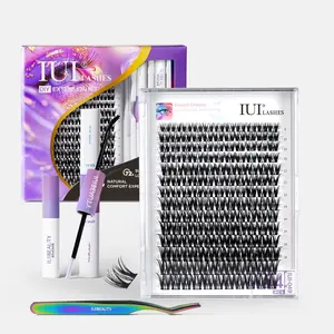 IUI Beauty Lash Clusters Kit | DIY Individual Lash Extensions, 0.05mm Ultra-Thin Band | Soft & Durable, Waterproof, Long-Lasting Bond & Seal, Beginner Friendly