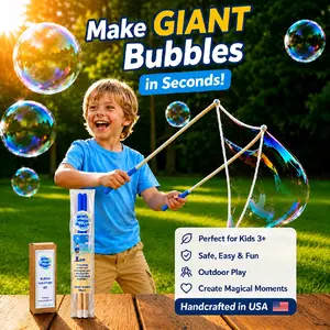 Giant Bubble Wand Kit, Hand-Crafted Wand, 1-Gal Solution, for DIY Crafts