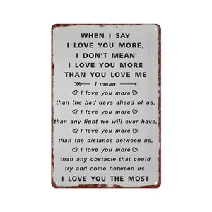12x8 Rustic Aluminum Love Wall Sign - Heartfelt "I Love You The Most" Quote, Decor for Room & Living Room, Aluminum-Based & Lovely Home Signs, Romantic Valentine Gift for Couple