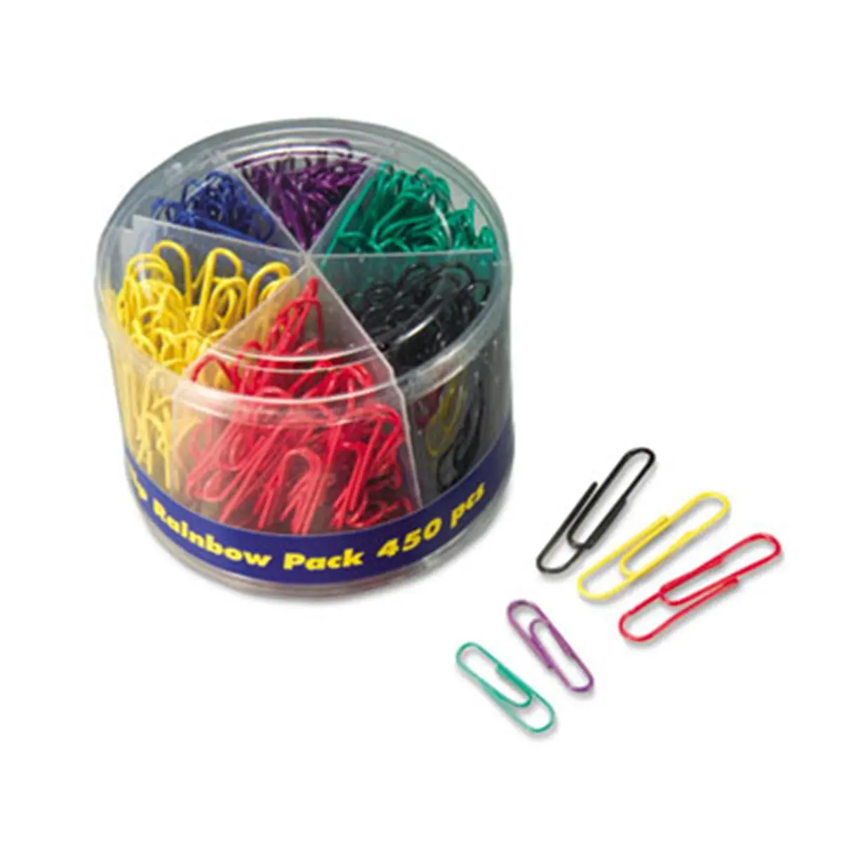 Officemate OIC-97227 Size #2 Plastic Coated Paper Clips, Assorted Colors, 450-Pack Office Fastener for Office Stationery Supplies