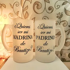 Godparents Set Glasses 16oz Perfect as a Gift Quieres Ser Mi Madrina de Bautizo & Quieres Ser Mi Padrino de Bautizo Design Drinkware