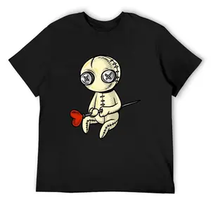Spooky Voodoo Doll Heavyweight T-Shirt, 180gsm Premium Cotton Short Sleeve, Gothic Occult Graphic Tee, Alt Streetwear for Men/Women, Casual Black Crewneck Top,deo merch,frisco orange tshirt,anti grape clothing,big deborah,funny, Customized, Elastic, Breat