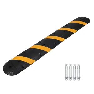 Heavy Duty 6FT Rubber Speed Bump – 25,000 lbs Capacity, 2-Channel Cable Cover, Industrial Stream Calming Ramp for Driveways, Parking Lots, Warehouses – Includes Installation Kit