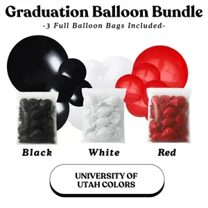 Graduation Balloon Bundle -  University Of Utah Colors I Black, White, Red