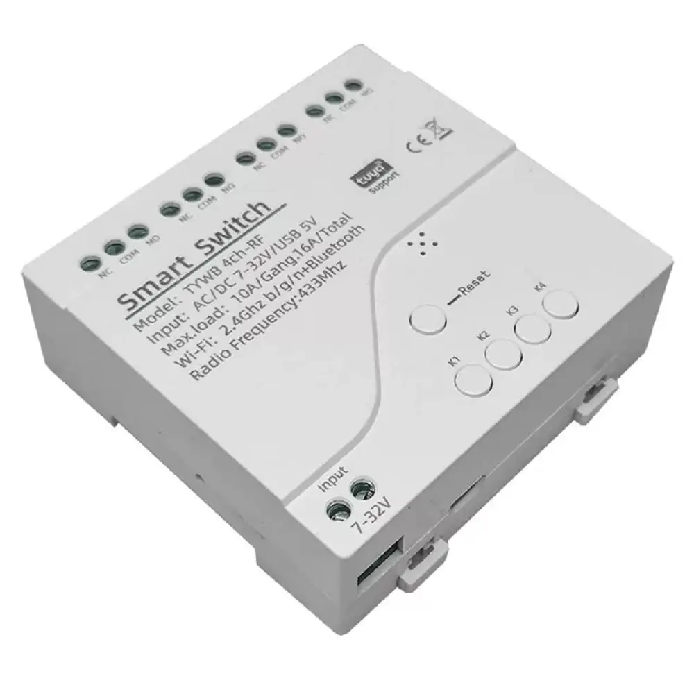 4   WiFi RF   Dry Contact Relay  Module,Phone app Remote Control,Compatible with Alexa  Home (Tuya 4CH 5V AC/DC7-32V)