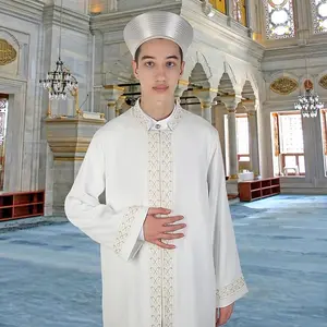 VHD Lux Muslim Prayer Robe for Boy - Adjustable Length, Comfortable Fit, Ideal for Daily Use eid eidoutfits outfits Traditional Men's Embroidery Hooded Robe