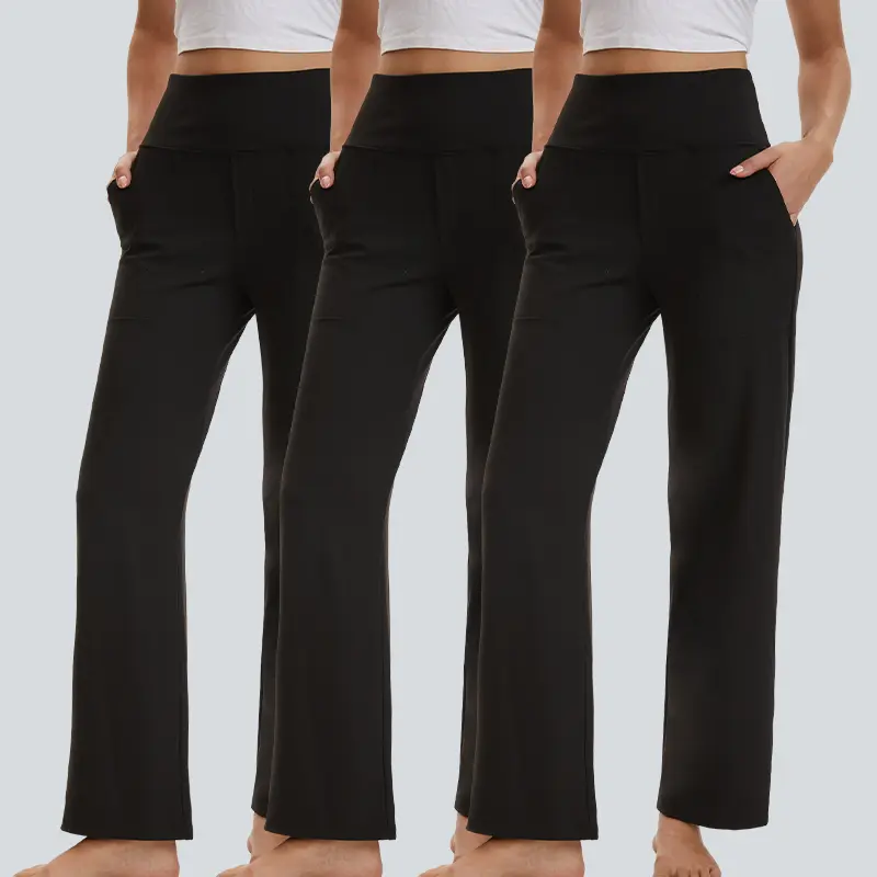 Veldtholos 1/3 Loose High-Waist Business Casual Pants Yoga Pants Women Wide Leg Pants with Pockets Comfortable Athletic Sweatpants