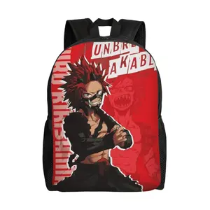 Lightweight Kirishima quirk Backpack Funny Cartoon Kirishima and Bakugo friendship Travel Casual Laptop Backpack 17 inch Hiking Daypack Kirishima Unbreakable form stuffs for birthday, anniversary, party gifts