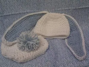 Handmade Crochet Bunny Hat and Diaper Cover
