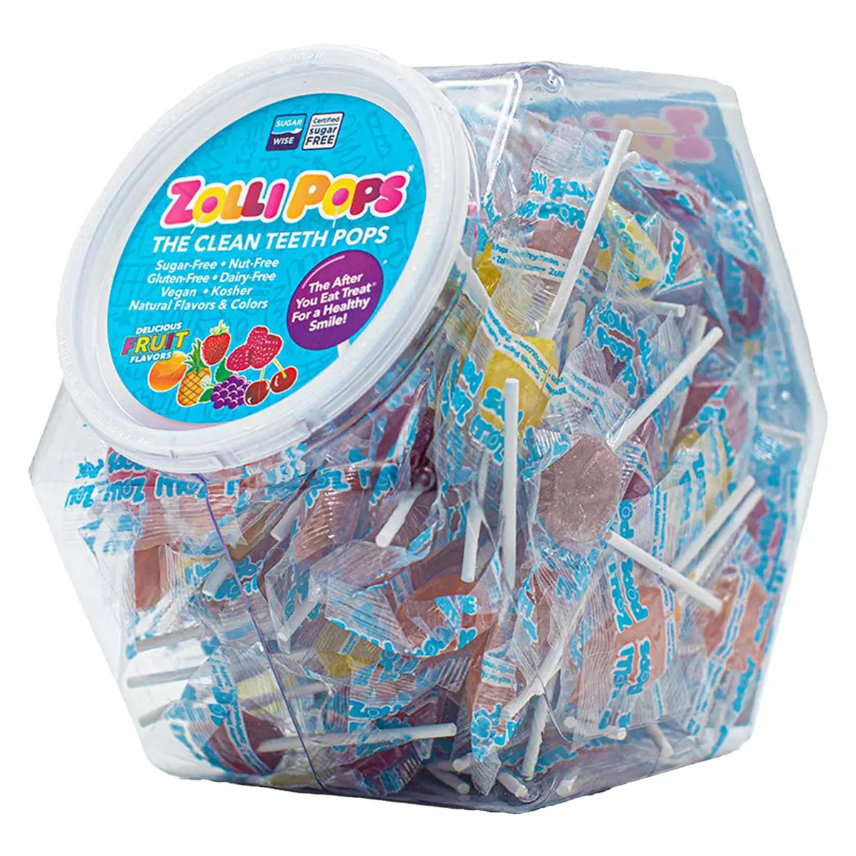 Zollipops Assorted Fruit Lollipops - Zero Sugar, Allergy Friendly, Gluten Free, Dye Free, Diabetic and Keto Friendly Delicious 29oz