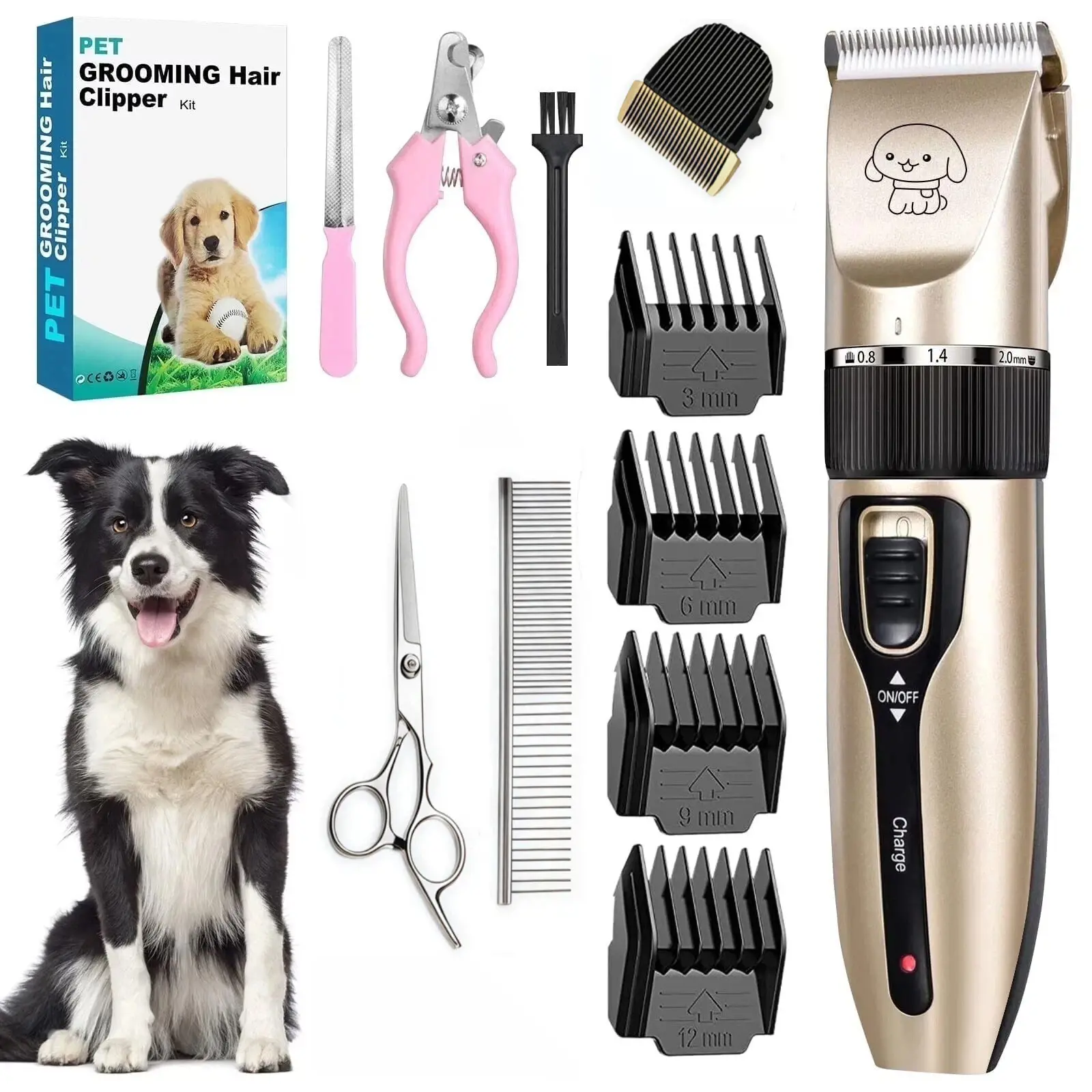 Pet Clippers, Cordless Dog & Cat Grooming Kit, Professional Quiet Electric Hair Trimmers for Pets