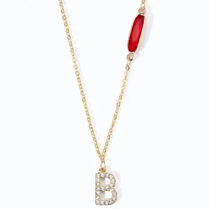 Initial Long Birthstone Necklace