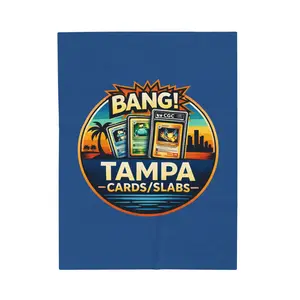 Tampa Cards Slabs logo Velveteen Blanket | Trading Card Shop, Retro Sunset Design