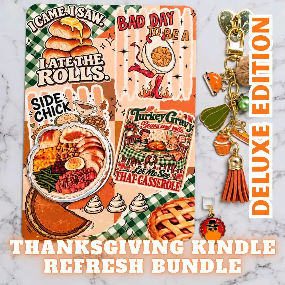 THANKSGIVING Deluxe Kindle Refresh Kit | Includes Insert, Magnetic Grip, Dust Plug Charm, and Chain Charm