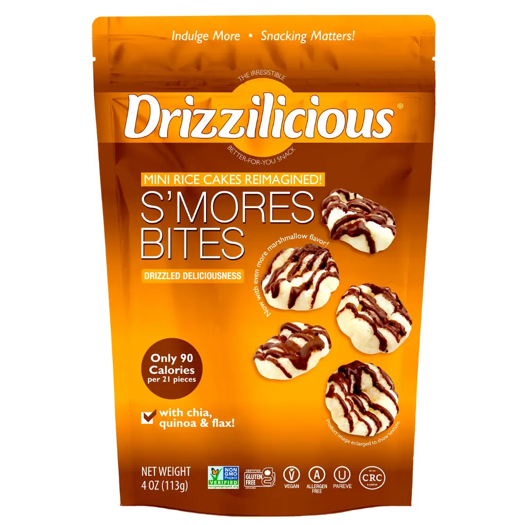 Drizzilicious S'mores Mini Rice Cakes - Gluten-Free, Vegan, Crunchy & Healthy Snack, 90 Calories per Serving, 4 oz