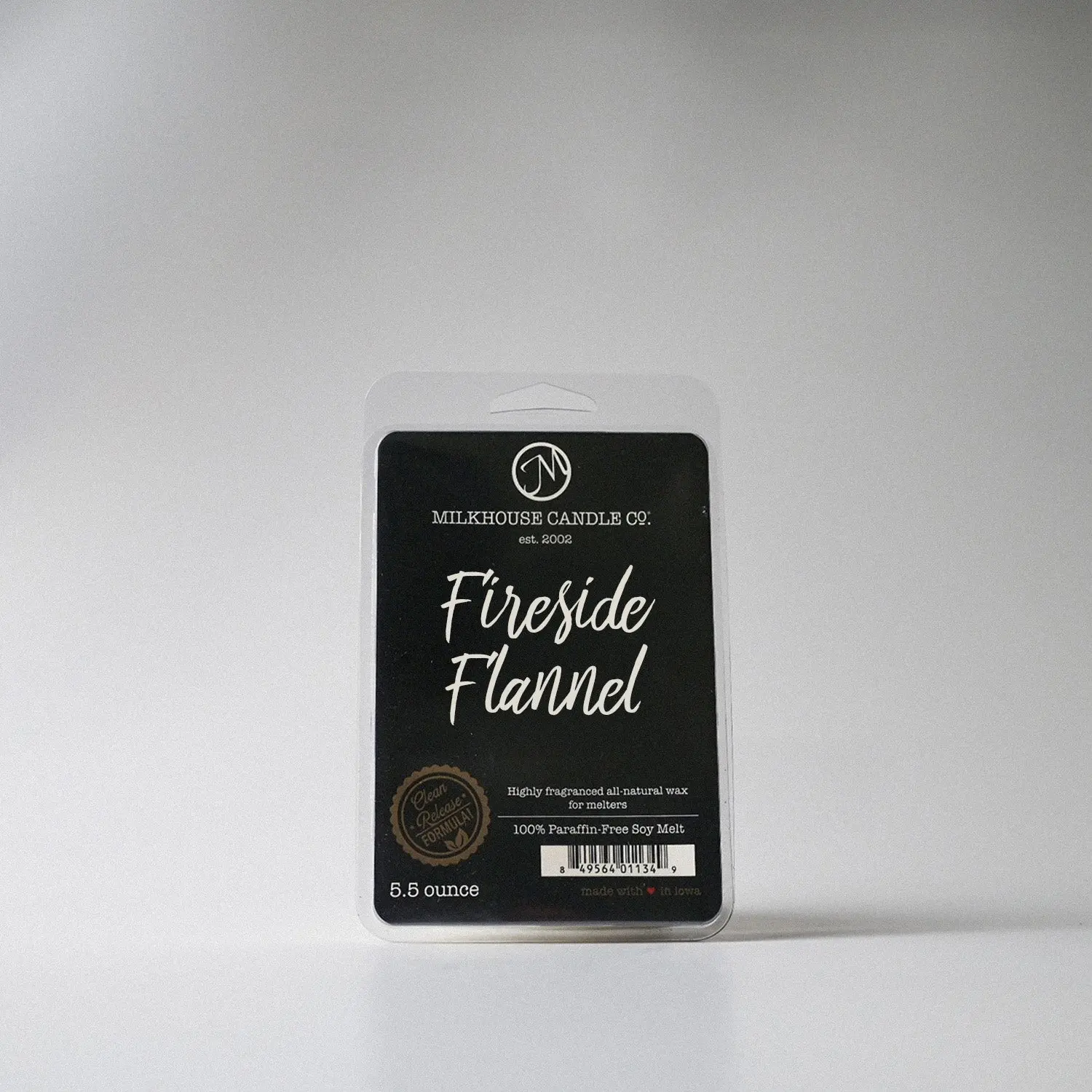 Milkhouse Candle, Fireside Flannel, Wax Melt, Amber & Soft Woods with Warm Flannel