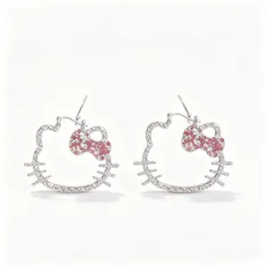 Viral TikTok Sanrio Hello Kitty Earrings Kawaii Cute Cartoon Piercing Jewelry for Daily Wear, Party & Casual Outfits