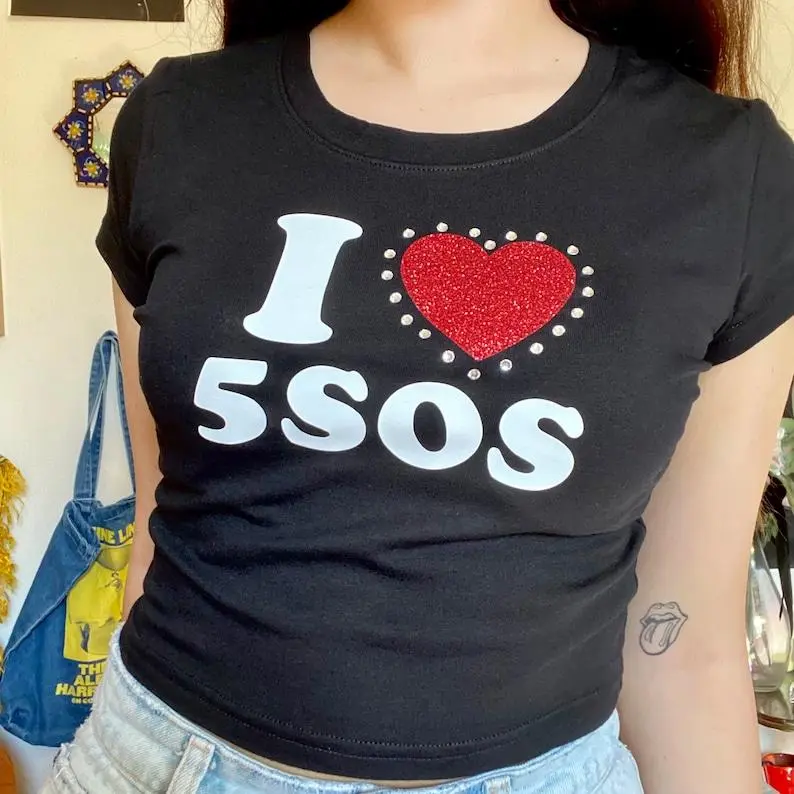 I Love (heart) Summer band baby tee , Band tee, 5SOS, tour shirt