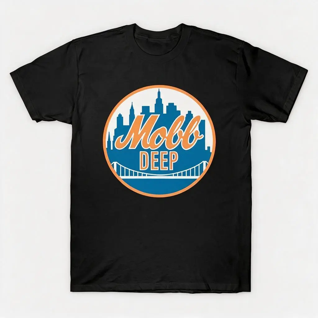 Summer 2026 UnisexMobb Deep Queens New York Men'S Graphic Tee - Black Urban Streetwear Tee with Vibrant Skyline Design, Regular Fit Casual Summer Shirt, Machine Washable Hip Hop Style Apparel, Hip Hop TeeGraphic Tee Breathable / Soft