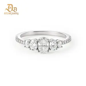DELZZAD 1.2ct The Heirloom Oval Ring Luxury Five-Stone Oval Cut Engagement Ring Wedding Band VVS Synthetic Moissanite Ring Jewelry Copper Band Perfect Birthday Engagement Wedding Anniversary Christmas Valentine's Day Mother's Day Gift